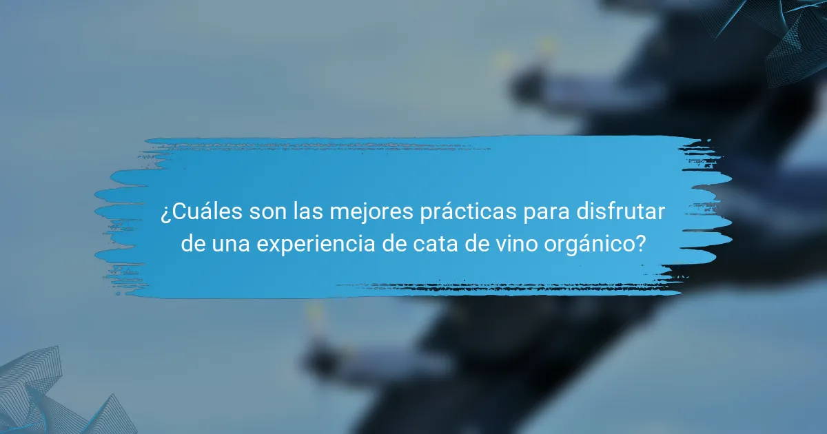 ¿Cuáles son las mejores prácticas para disfrutar de una experiencia de cata de vino orgánico?
