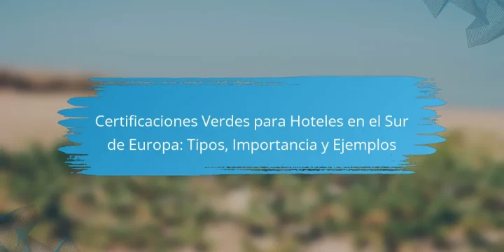Certificaciones Verdes para Hoteles en el Sur de Europa: Tipos, Importancia y Ejemplos