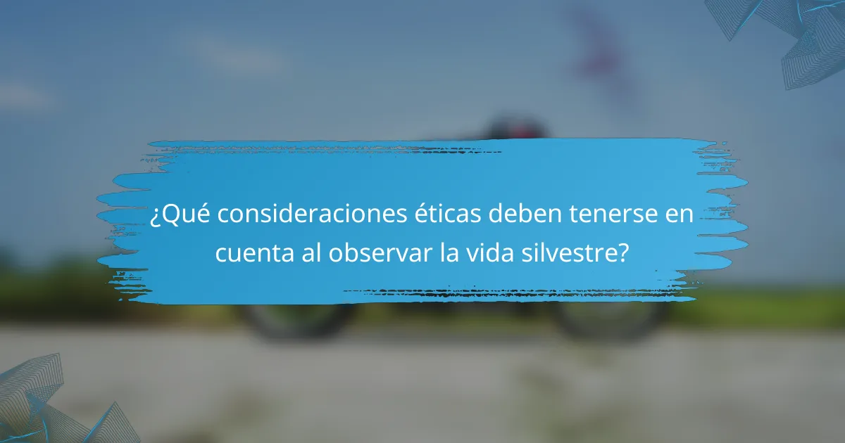 ¿Qué consideraciones éticas deben tenerse en cuenta al observar la vida silvestre?