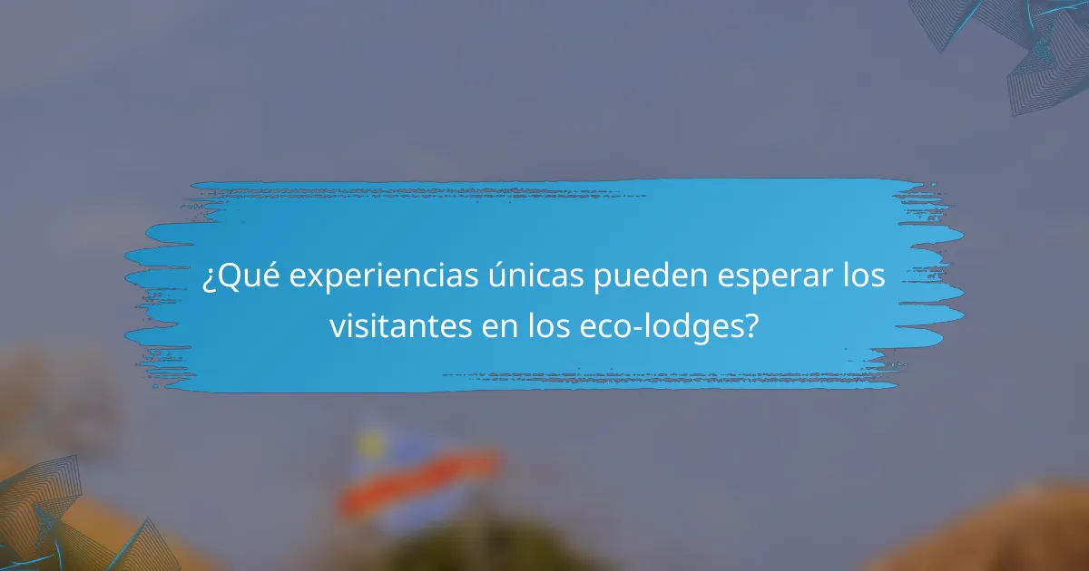 ¿Qué experiencias únicas pueden esperar los visitantes en los eco-lodges?