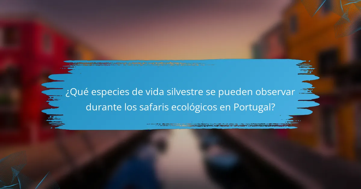 ¿Qué especies de vida silvestre se pueden observar durante los safaris ecológicos en Portugal?